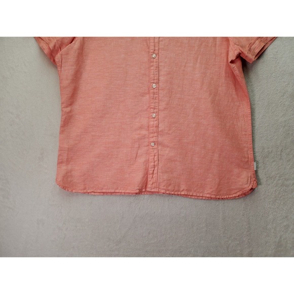 Perry Ellis Shirt Mens XL Orange Linen Short Casual Sleeve Collared‎ Button Down - Picture 3 of 9